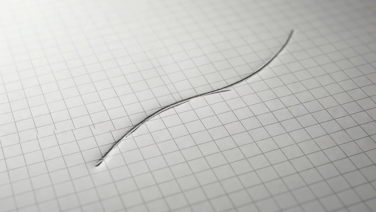 A pencil drawing a rising curve on blank graph paper