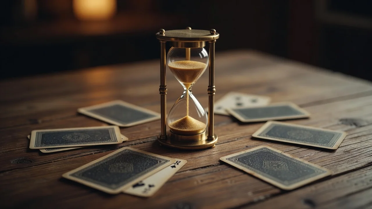 Wristwatch and a set of bank cards on a softly lit table